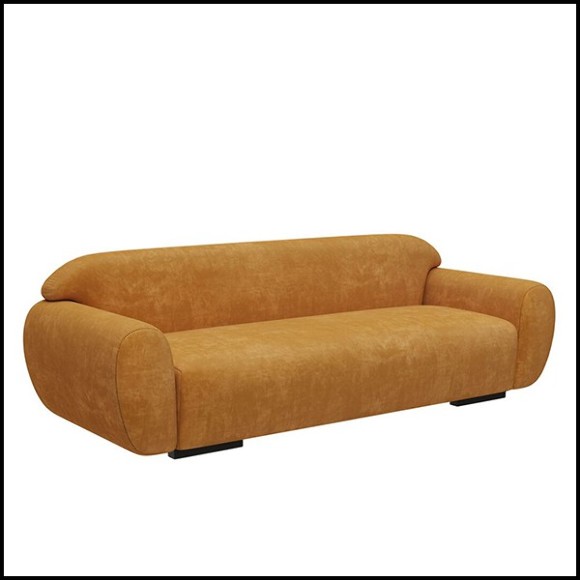 Sofa upholstered and covered with cotton velvet fabric in faded orange finish 155-Theodor