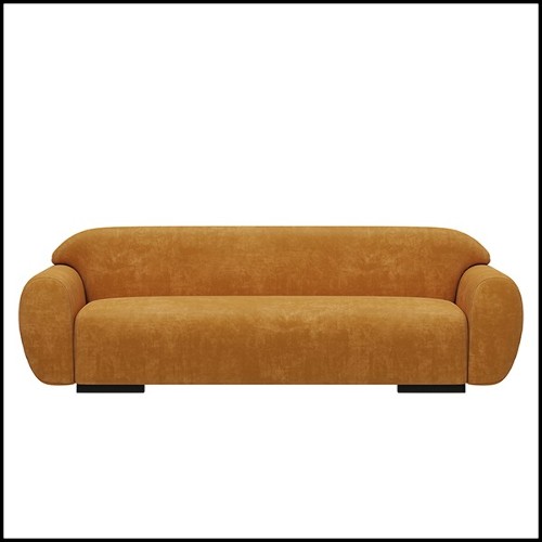 Sofa upholstered and covered with cotton velvet fabric in faded orange finish 155-Theodor