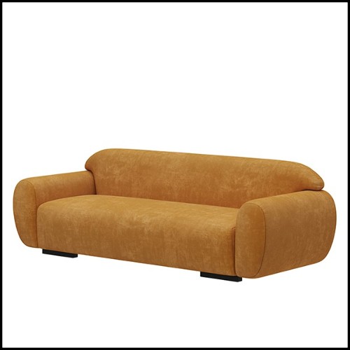 Sofa upholstered and covered with cotton velvet fabric in faded orange finish 155-Theodor
