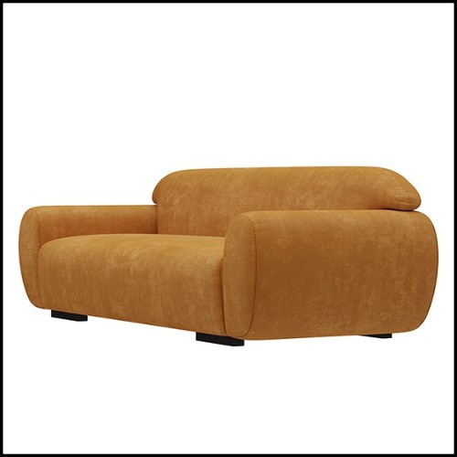 Sofa upholstered and covered with cotton velvet fabric in faded orange finish 155-Theodor