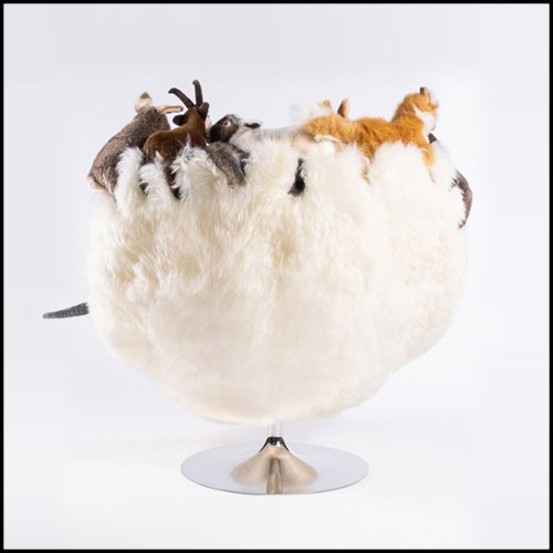 Fauteuil composé de peluches d'animaux alpins minutieusement confectionnées à la main 188-Chamonix