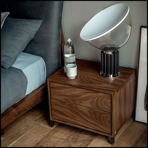 Chevet avec structure en noyer massif et avec 2 tiroirs 154-Dina Walnut