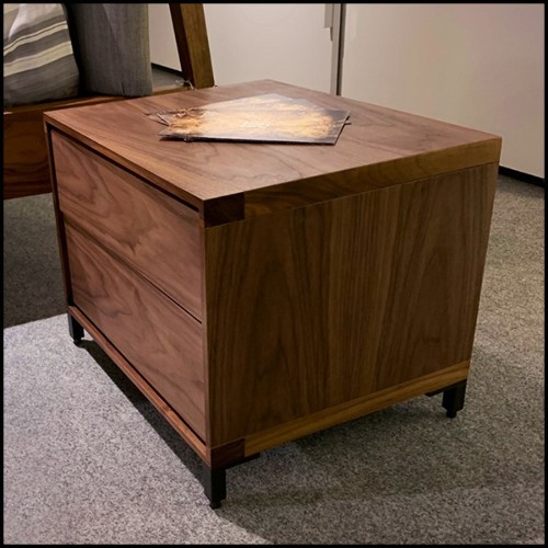 Chevet avec structure en noyer massif et avec 2 tiroirs 154-Dina Walnut