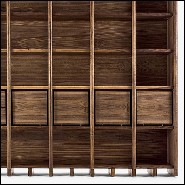 Bookcase with solid walnut wood structure with modular shelves and drawers 154-Library