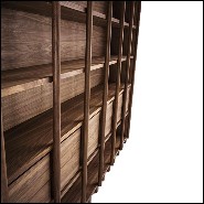 Bibliothèque avec structure en noyer massif avec étagères modulables et tiroirs 154-Library