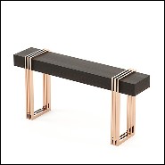 Console with eucalyptus top in smocked matt finish and with polished stainless steel base in copper finish 174-Reed
