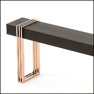 Console with eucalyptus top in smocked matt finish and with polished stainless steel base in copper finish 174-Reed