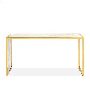 Console with polished steel structure in gold finish and with white marble top 162-Romero White