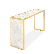 Console avec structure en acier finition gold et avec plateau en marbre blanc 162-Romero Blanc
