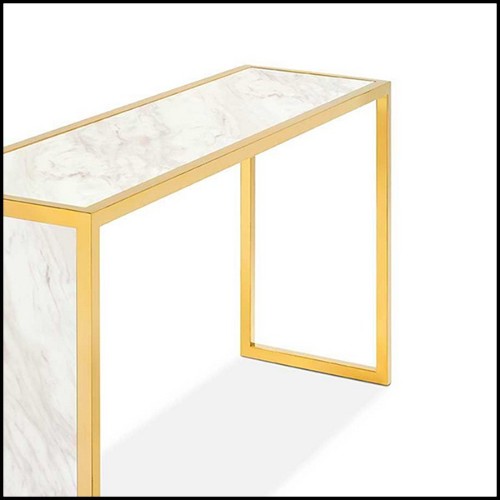 Console avec structure en acier finition gold et avec plateau en marbre blanc 162-Romero Blanc