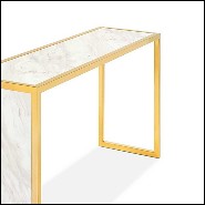 Console with polished steel structure in gold finish and with white marble top 162-Romero White