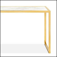 Console avec structure en acier finition gold et avec plateau en marbre blanc 162-Romero Blanc