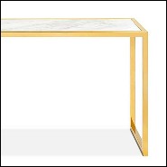 Console with polished steel structure in gold finish and with white marble top 162-Romero White