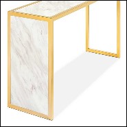 Console with polished steel structure in gold finish and with white marble top 162-Romero White