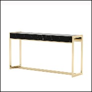 Console table with black Sahara marble top and with structure in gold finish 174-Tanja
