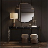Console avec plateau en marbre noir Sahara et avec structure en acier inoxydable poli finition gold 174-Tanja