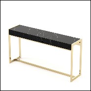 Console table with black Sahara marble top and with structure in gold finish 174-Tanja