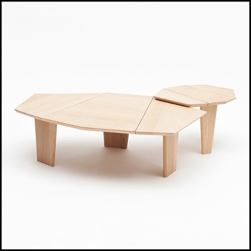 Table basse entièrement composé de chêne massif français 112-Trapezo