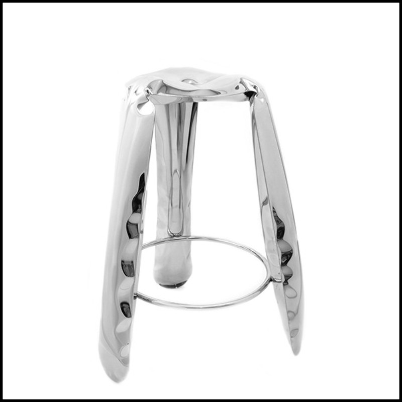 Bar stool made in polished stainless steel using bending properties of steel sheets 193-Bloat
