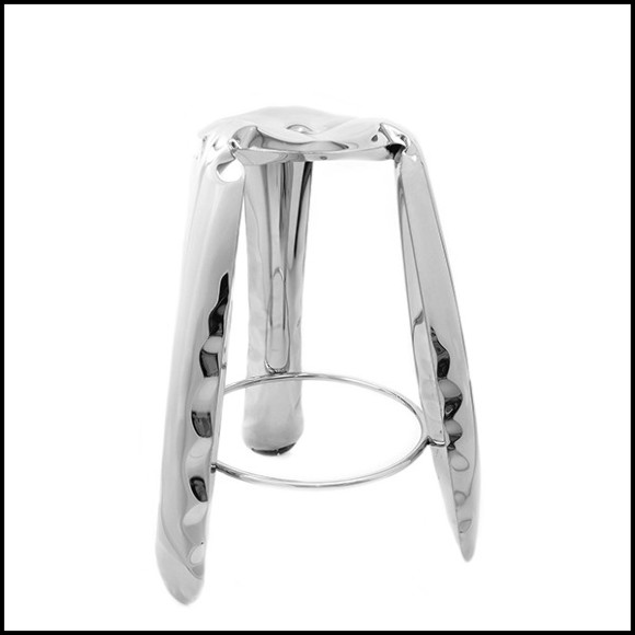 Bar stool made in polished stainless steel using bending properties of steel sheets 193-Bloat