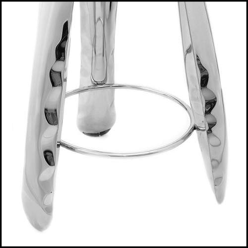 Tabouret de bar en acier inoxydable poli utilisant les propriétés de flexion de la tôle d'acier 193-Bloat
