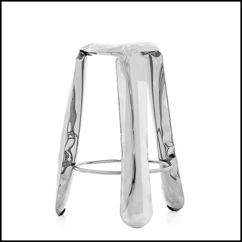 Tabouret de bar en acier inoxydable poli utilisant les propriétés de flexion de la tôle d'acier 193-Bloat