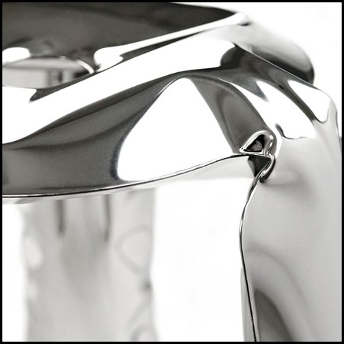 Bar stool made in polished stainless steel using bending properties of steel sheets 193-Bloat
