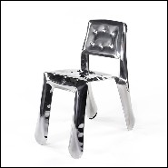 Chair made in polished stainless steel using bending properties of steel sheets 193-Bloat