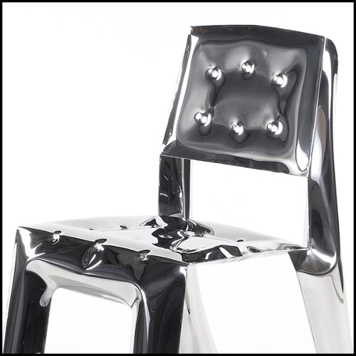 Chair made in polished stainless steel using bending properties of steel sheets 193-Bloat