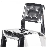 Chair made in polished stainless steel using bending properties of steel sheets 193-Bloat