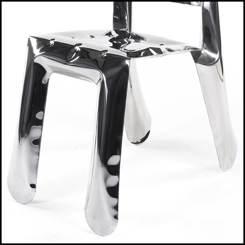 Chaise en acier inoxydable poli, utilisant les propriétés de flexion de la tôle d'acier 193-Bloat