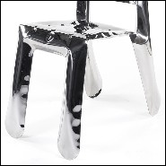 Chair made in polished stainless steel using bending properties of steel sheets 193-Bloat