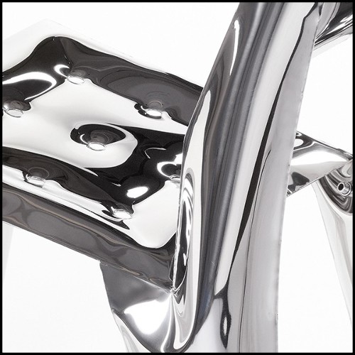 Chair made in polished stainless steel using bending properties of steel sheets 193-Bloat