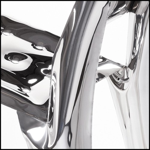 Chair made in polished stainless steel using bending properties of steel sheets 193-Bloat