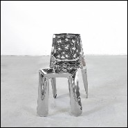Chair made in polished stainless steel using bending properties of steel sheets 193-Bloat