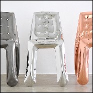 Chair made in polished stainless steel using bending properties of steel sheets 193-Bloat