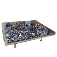 Table basse avec près de 330 papillons sous cadre en plexiglass et plateau en verre PC-Blue Butterflies