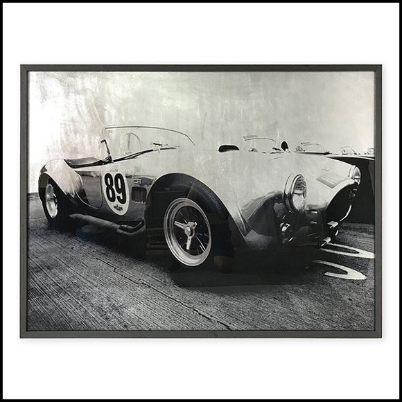 Décoration murale impression d'une Cobra AC avec reflets à la feuille d'argent sous cadre en bois noir 192-Cobra
