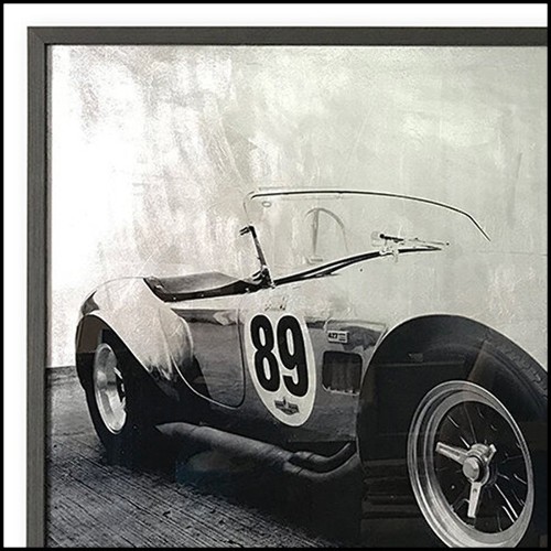 Décoration murale impression d'une Cobra AC avec reflets à la feuille d'argent sous cadre en bois noir 192-Cobra