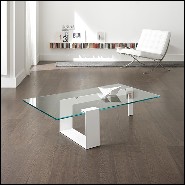 Coffee table with stell base in black lacquered finish with tempered clear glass top 194-Longarm