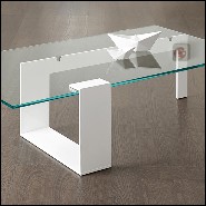 Coffee table with stell base in black lacquered finish with tempered clear glass top 194-Longarm