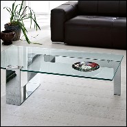 Coffee table with stell base in black lacquered finish with tempered clear glass top 194-Longarm