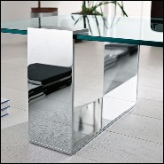 Coffee table with stell base in black lacquered finish with tempered clear glass top 194-Longarm