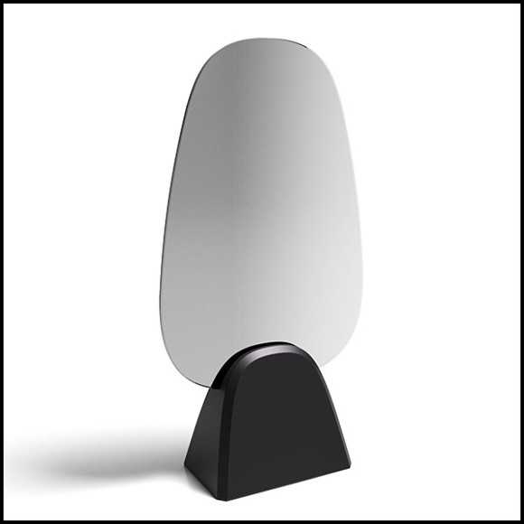 Miroir avec miroir panneau en verre fumé sur base noire brillante ou noir mate 194-Pebble