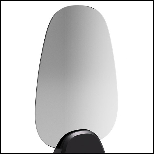 Mirror with smoked glass panel on glossy black or matt black base 194-Pebble