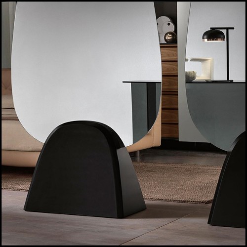 Mirror with smoked glass panel on glossy black or matt black base 194-Pebble