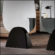 Miroir avec miroir panneau en verre fumé sur base noire brillante ou noir mate 194-Pebble