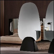 Miroir avec miroir panneau en verre fumé sur base noire brillante ou noir mate 194-Pebble