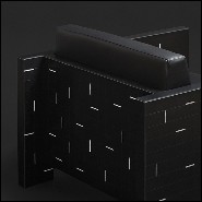 Armchair covered with black genuine squared leather with small white rods 189-Rods Leather