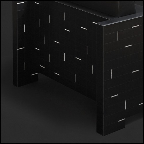 Armchair covered with black genuine squared leather with small white rods 189-Rods Leather